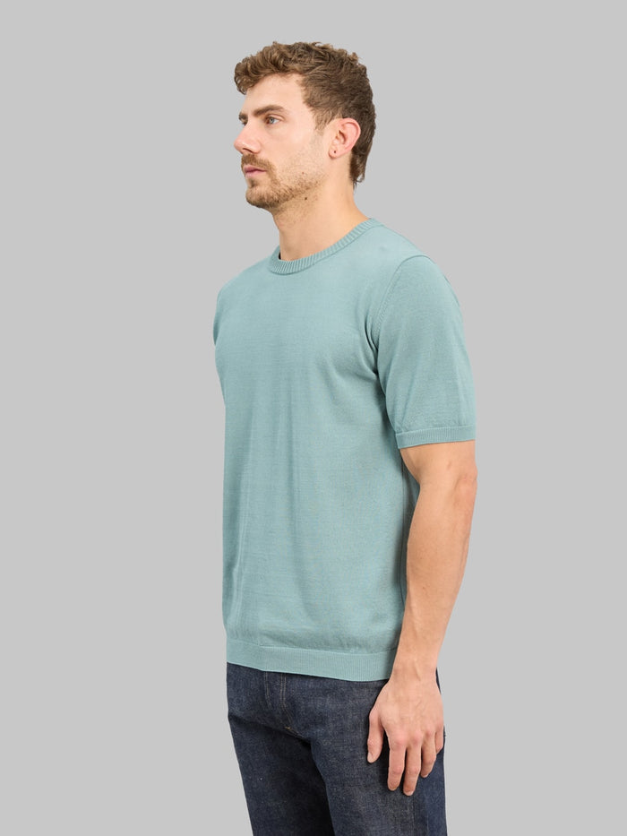 Mooncastle 12G Ice Cotton Crewneck TShirt Mist Green side fit