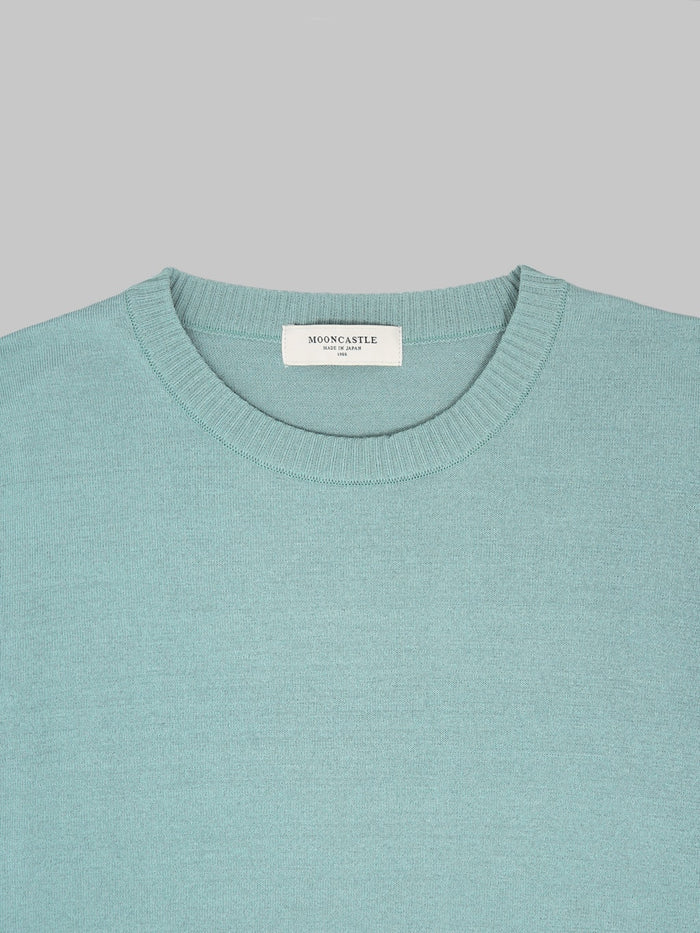 Mooncastle 12G Ice Cotton Crewneck TShirt Mist Green collar