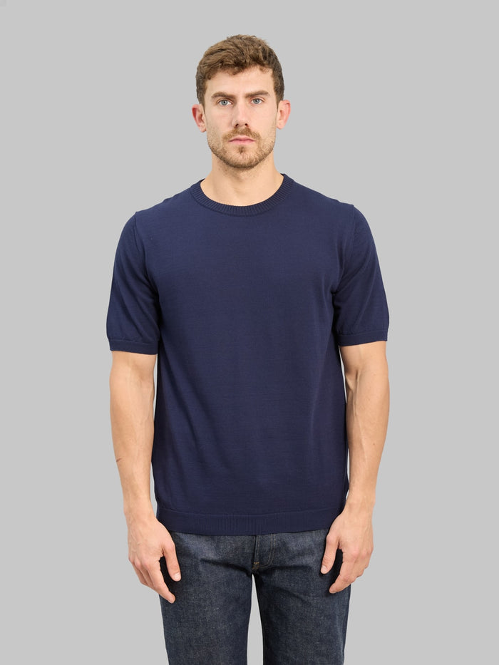 Mooncastle 12G Ice Cotton Crewneck T-Shirt Navy front fit