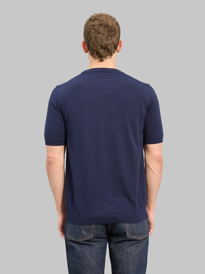 Mooncastle 12G Ice Cotton Crewneck T-Shirt Navy back fit