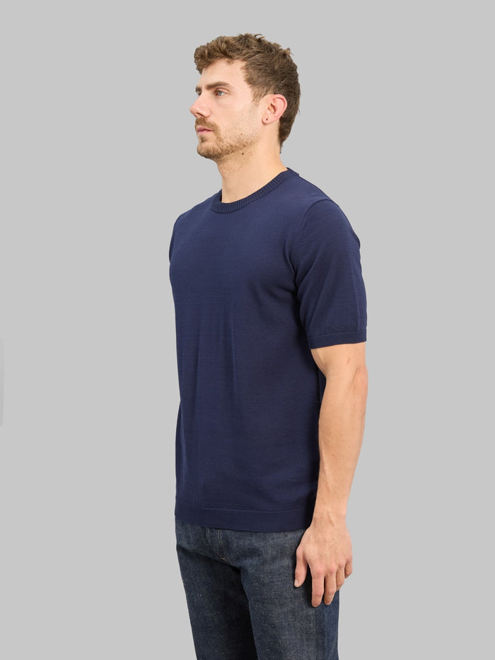 Mooncastle 12G Ice Cotton Crewneck T-Shirt Navy side fit