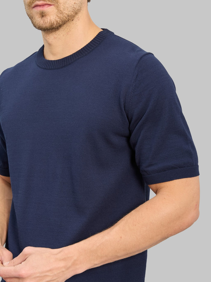 Mooncastle 12G Ice Cotton Crewneck T-Shirt Navy short sleeve