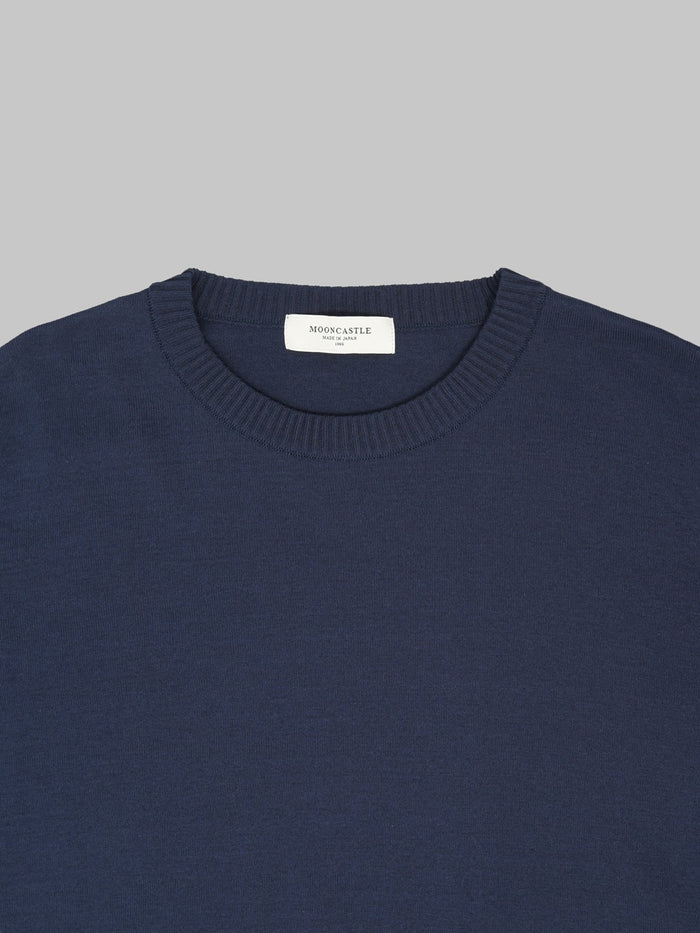Mooncastle 12G Ice Cotton Crewneck T-Shirt Navy collar