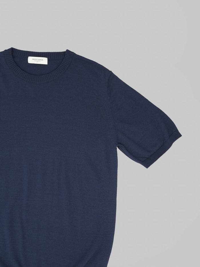 Mooncastle 12G Ice Cotton Crewneck T-Shirt Navy short sleeve