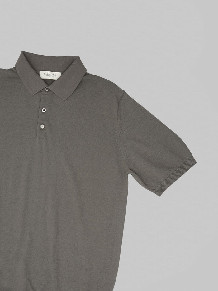 Mooncastle 12G Ice Cotton Polo Charcoal short sleeve