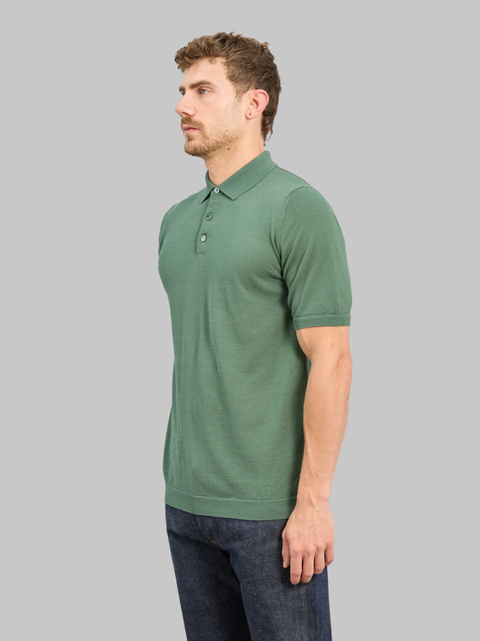 Mooncastle 12G Ice Cotton Polo Olive side fit
