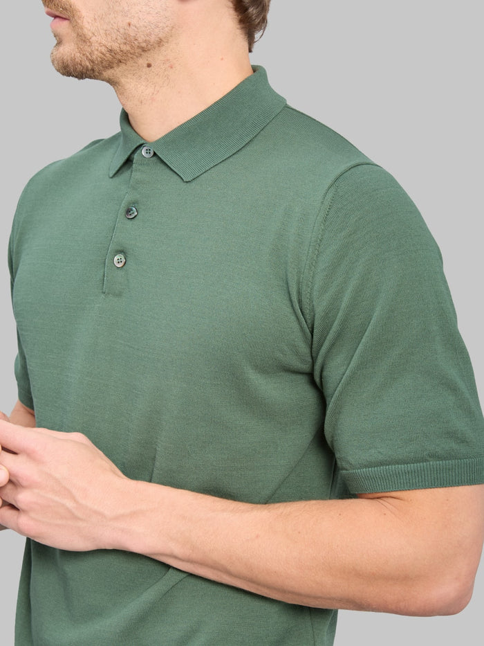 Mooncastle 12G Ice Cotton Polo Olive sleeve