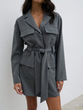 Taylor Is 5'9" & Wears Size UK 8|Morgan Tailored Cargo Mini Dress - Grey