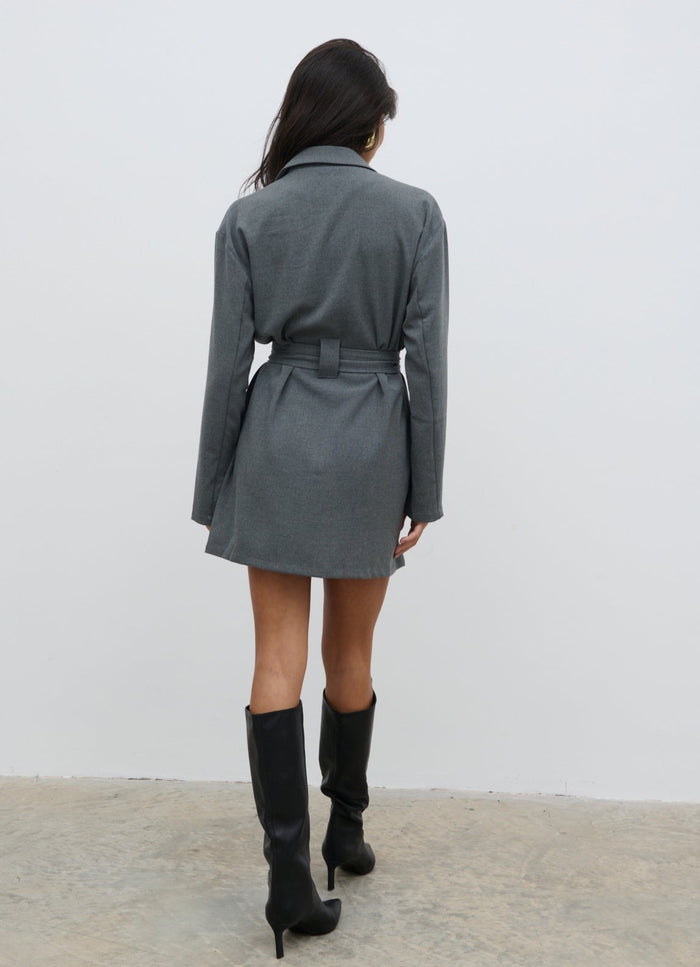 Taylor Is 5'9" & Wears Size UK 8|Morgan Tailored Cargo Mini Dress - Grey
