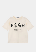 MSGM Brushstroke Logo T-Shirt Beige