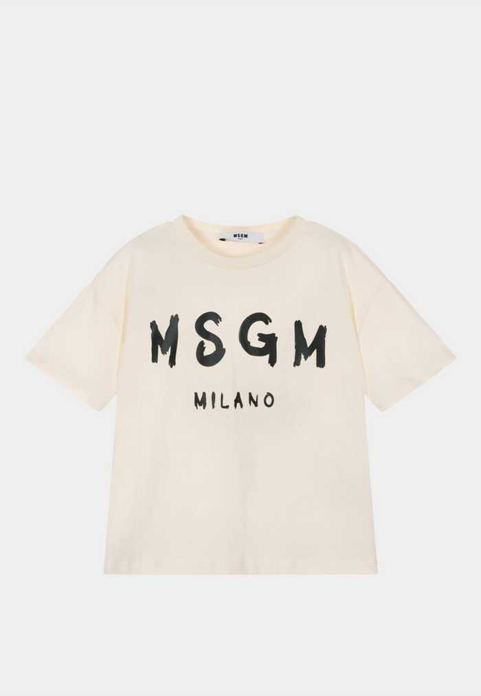 MSGM Brushstroke Logo T-Shirt Beige