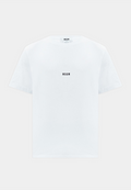 MSGM white jersey short-sleeve T-shirt with micro logo print, luxury fashion online shopping.