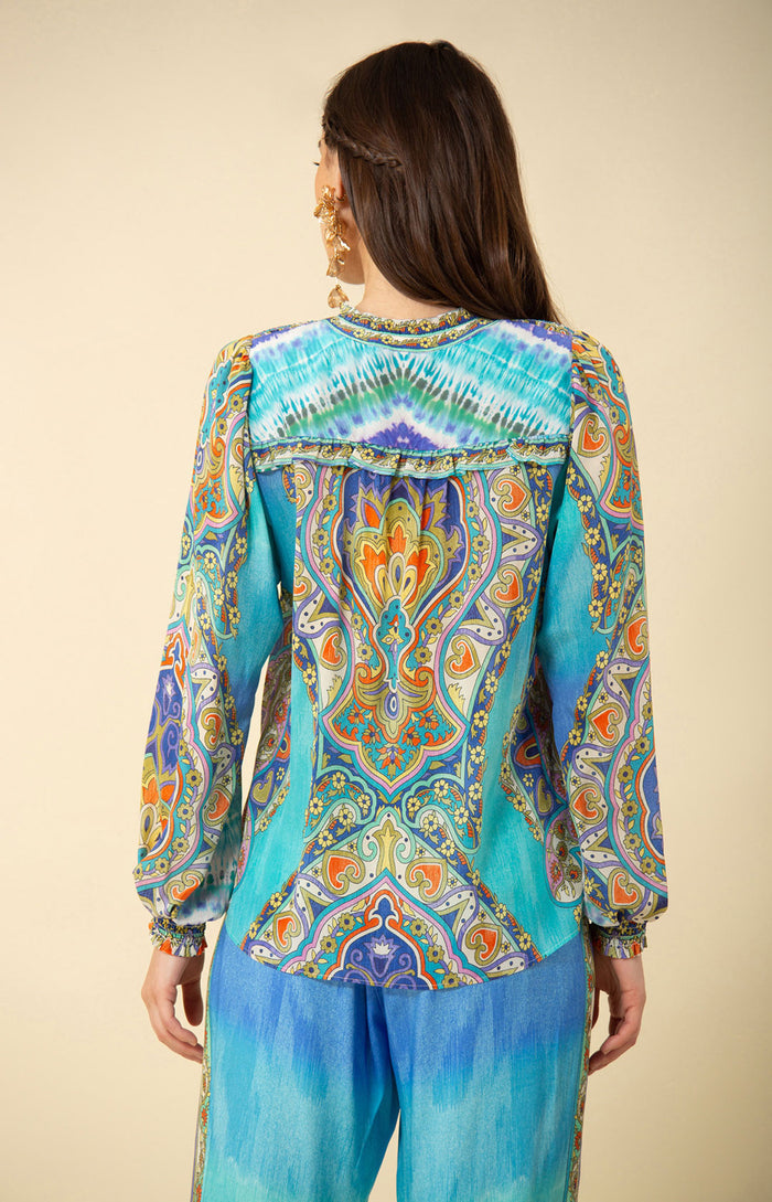Natalia Silk Top, color_teal
