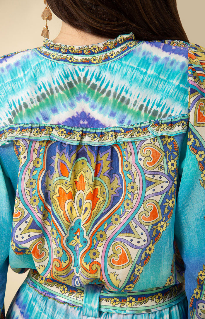 Natalia Silk Top, color_teal