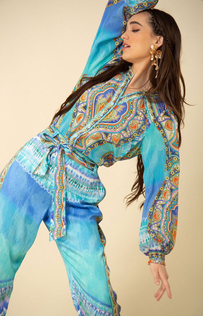 Natalia Silk Top, color_teal