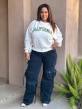 Navy Stretch Cargo Jeans image 0