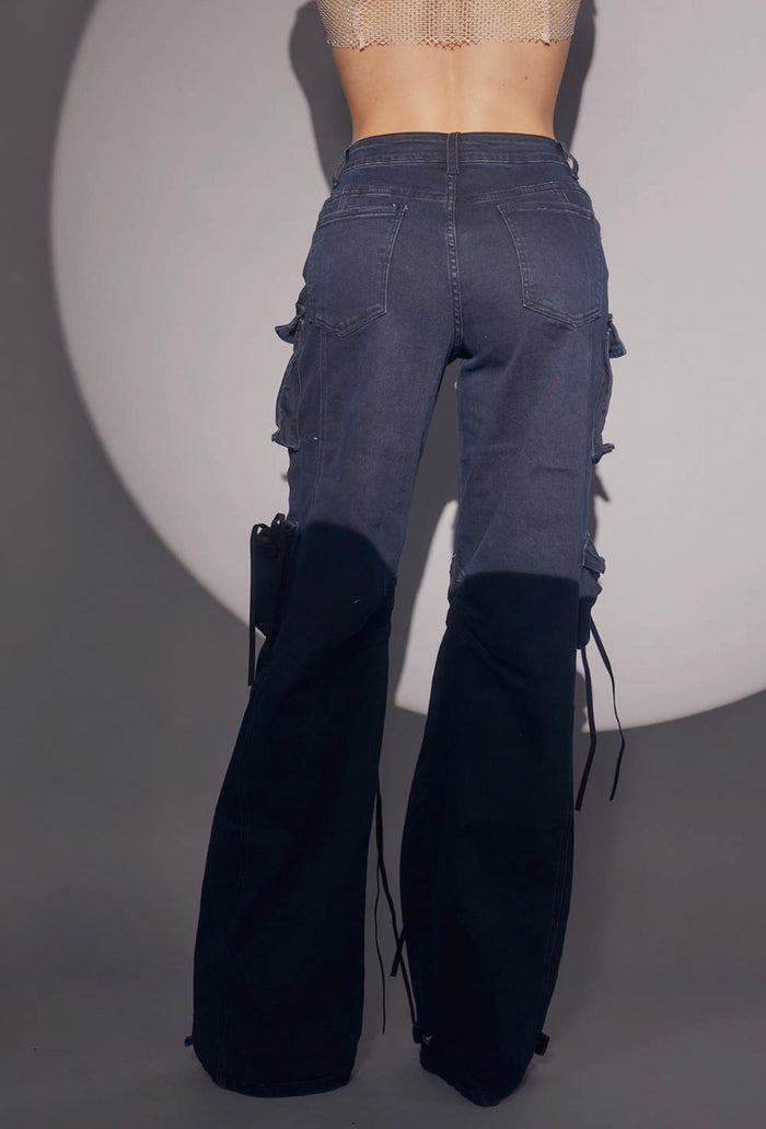 Navy Stretch Cargo Jeans image 2