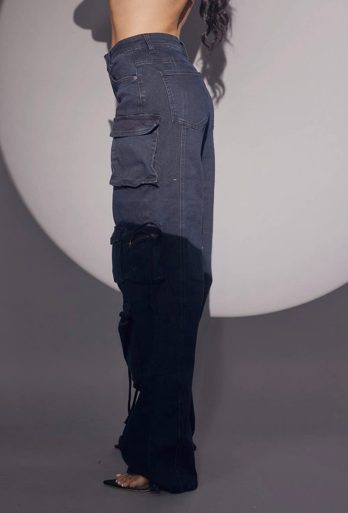 Navy Stretch Cargo Jeans image 4