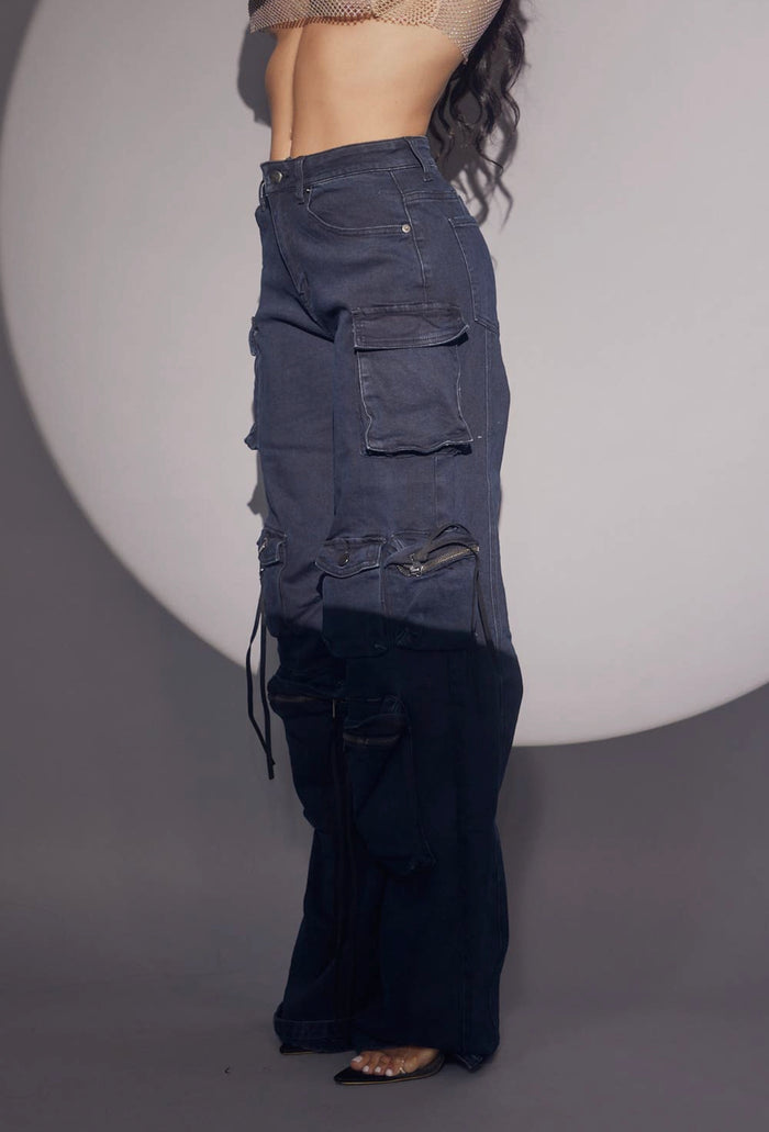 Navy Stretch Cargo Jeans image 5