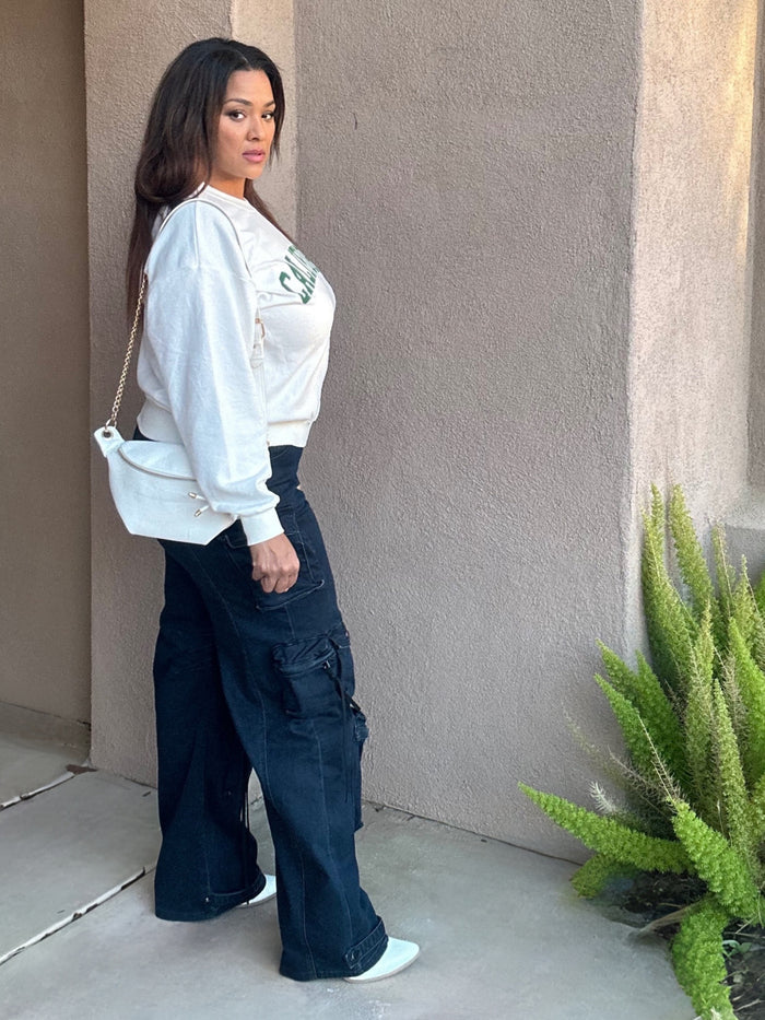 Navy Stretch Cargo Jeans image 6