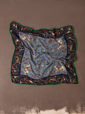 Navy Unicorn Tapestry Print Wool-Silk Bandana