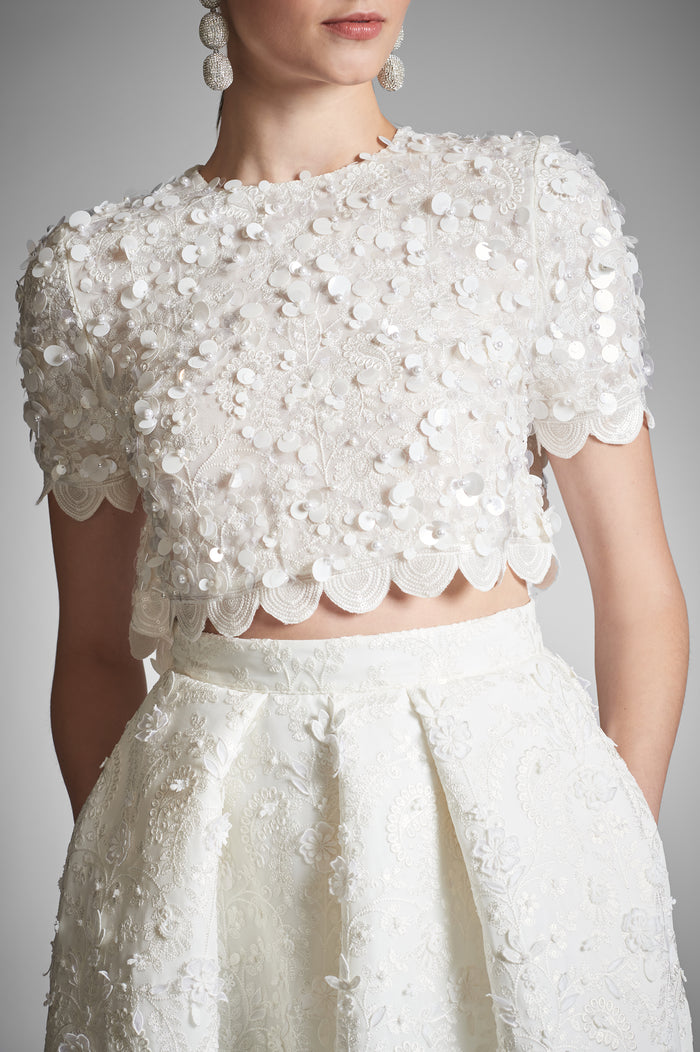 NAYA IVORY EMBROIDERED OPEN BACK TOP