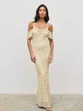 Lygia Is 5'9" & Wears Size UK 8|Nia Cold Shoulder Maxi Dress - Lemon
