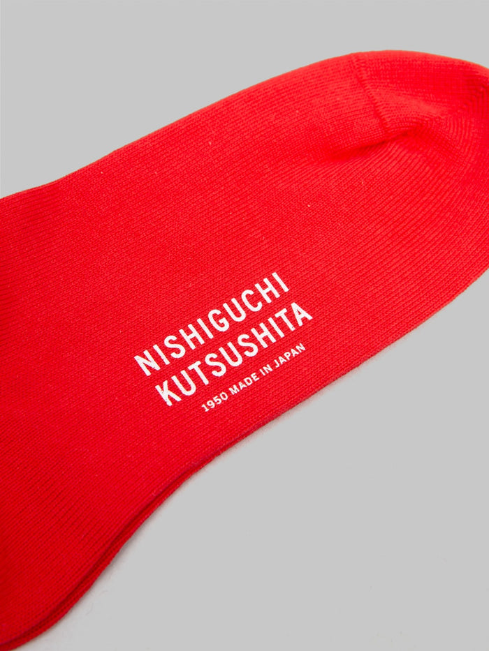 Nishiguchi Kutsushita Egyptian Cotton Plain Socks Red soft