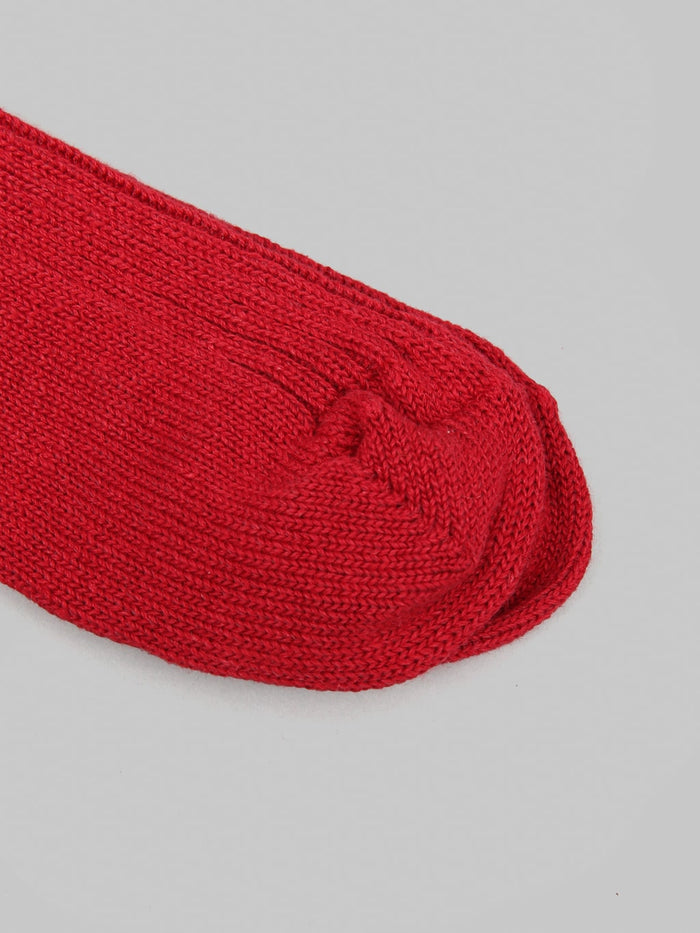 Nishiguchi Kutsushita Linen Ribbed Socks Antique Red toe