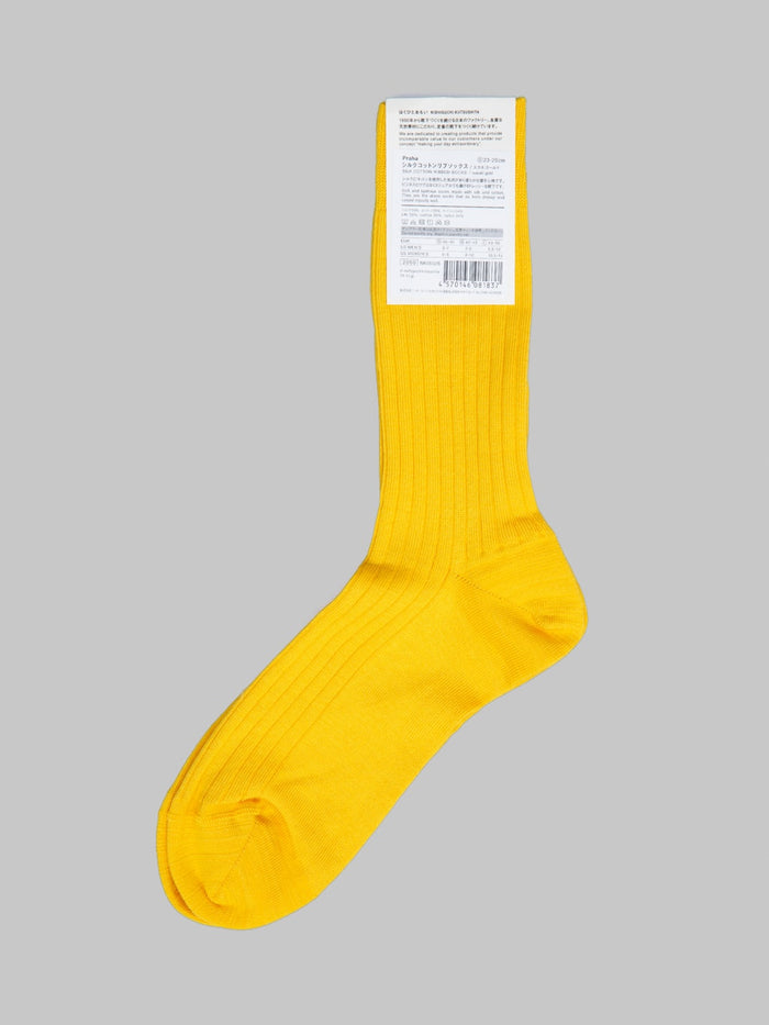 Nishiguchi Kutsushita Silk Cotton Ribbed Socks Susuki Gold label