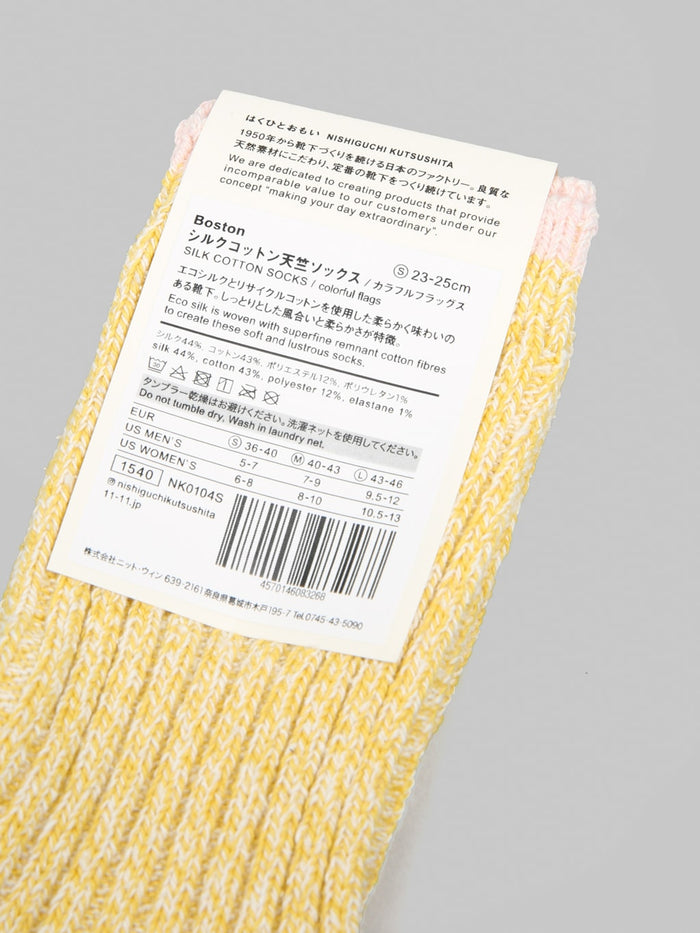Nishiguchi  Kutsushita Silk Cotton Socks Colorful Flags composition
