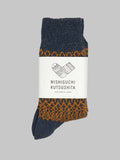 nishiguchi kutsushita wool jacquard socks navy orange