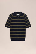 NN. 07 - Cale V-Neck Polo in Capers Stripe