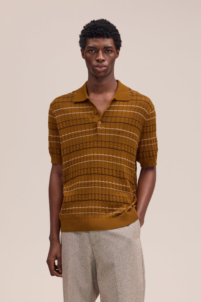 NN. 07 - Cinnamon Alfie Pointelle Stitch Polo