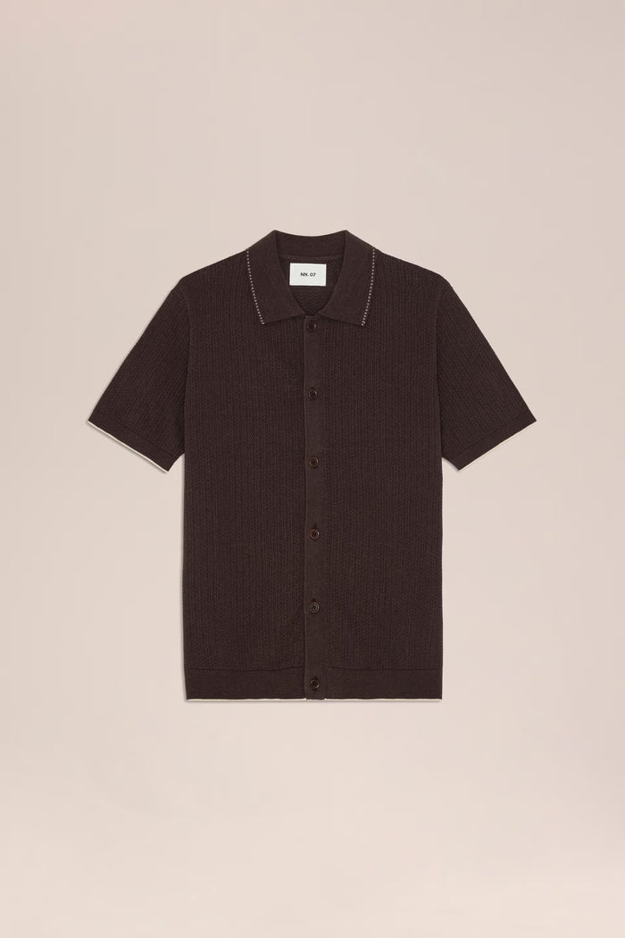 NN. 07 - Deep Truffle Nalo Textured Stitch Polo