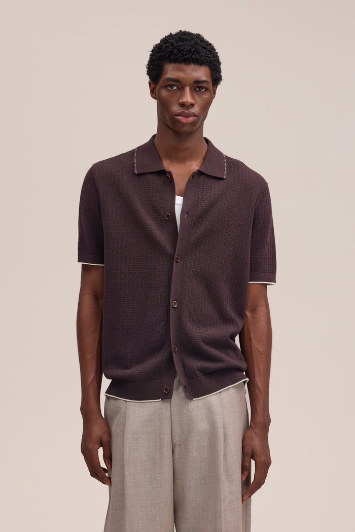 NN. 07 - Deep Truffle Nalo Textured Stitch Polo