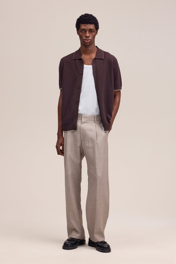 NN. 07 - Deep Truffle Nalo Textured Stitch Polo