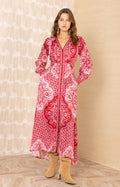 Noor Charmeuse Dress, color-Red