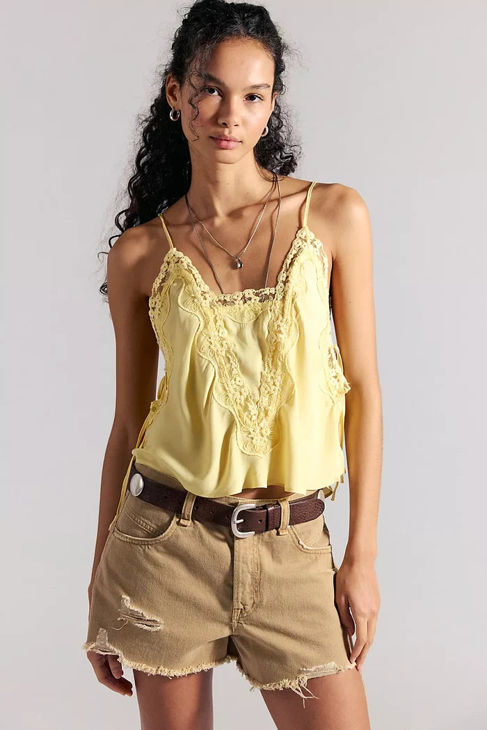 Free People Now or Never Denim Short | Oat Latte