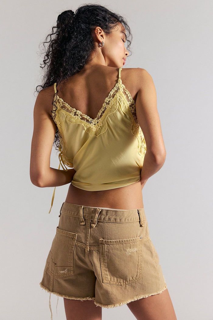 Now or Never Denim Short | Oat Latte