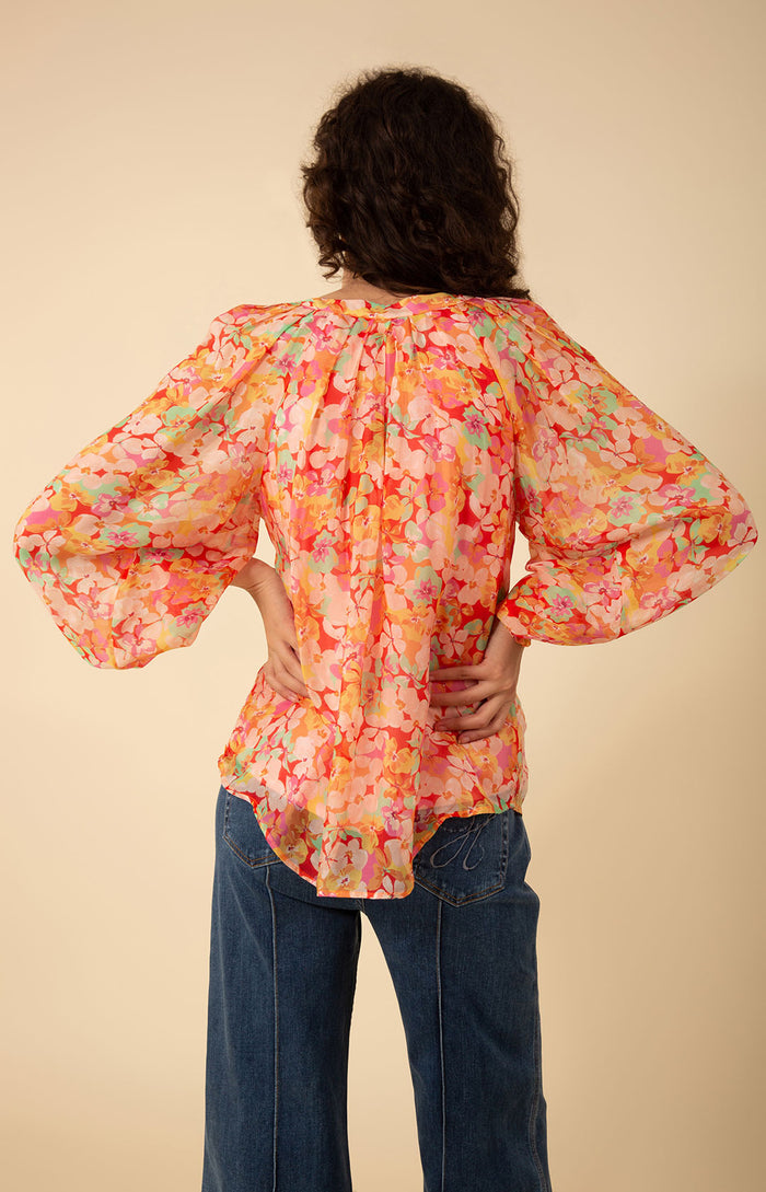 Octavia Chiffon Top, color_orange