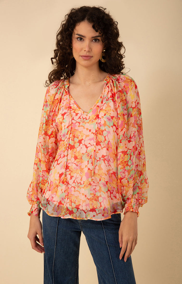 Octavia Chiffon Top, color_orange