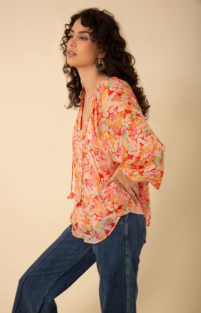 Octavia Chiffon Top, color_orange
