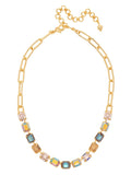 Octavia Paperclip Tennis Necklace - Beige