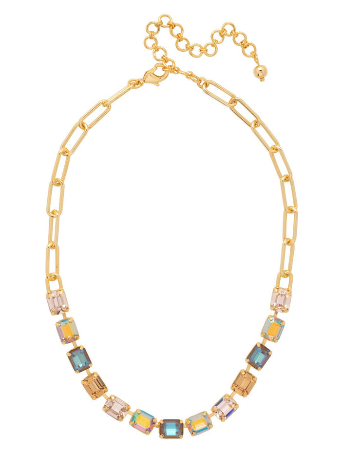 Octavia Paperclip Tennis Necklace - Beige