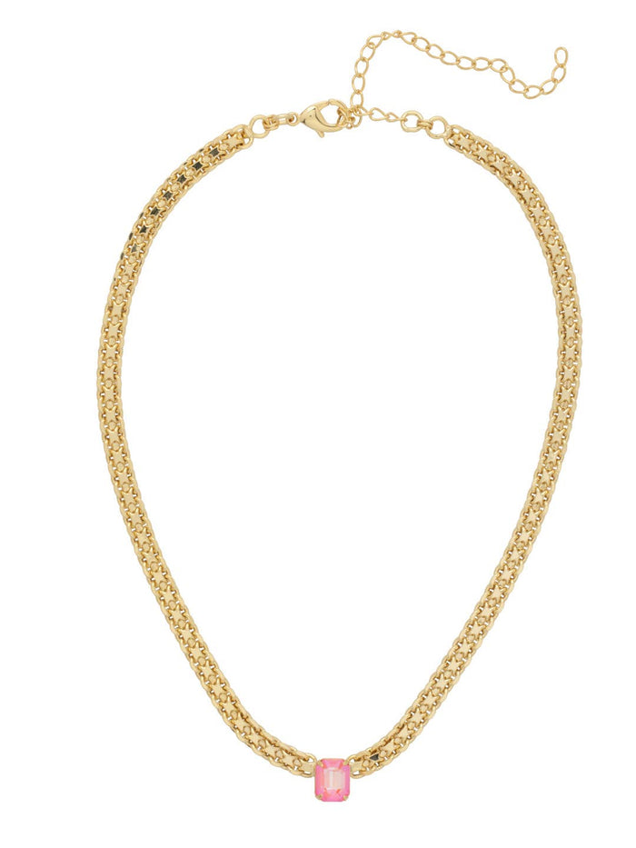 Octavia Single Crystal Tennis Necklace - Pink