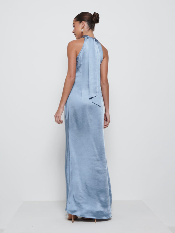 Elissa Is 5'8.5" & Wears Size UK 8|Odelle Maxi Bridesmaid Dress - Dusty Blue