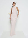 Marina Is 5'7.5" & Wears Size UK 8|Odelle Chiffon Maxi Bridesmaid Dress - Blush