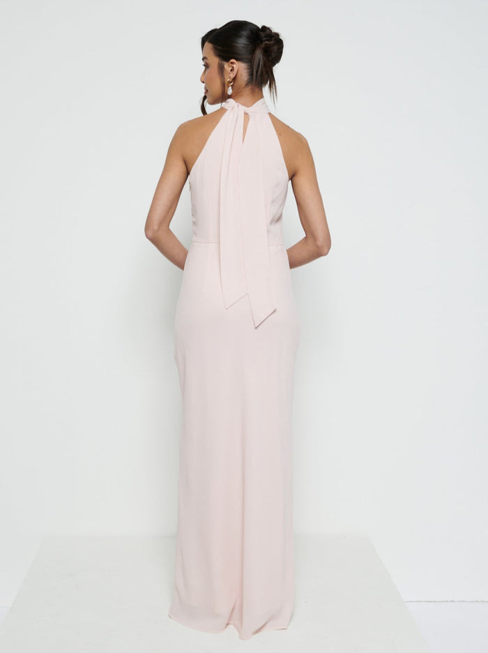 Marina Is 5'7.5" & Wears Size UK 8|Odelle Chiffon Maxi Bridesmaid Dress - Blush