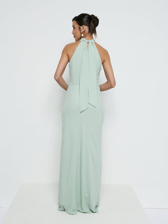 Marina Is 5'7.5" & Wears Size UK 8|Odelle Chiffon Maxi Bridesmaid Dress - Sage
